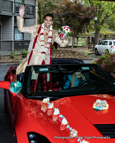 Groom posing in the Car