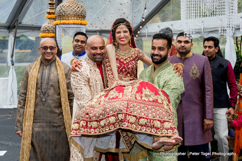 Bride arriving at the mandap