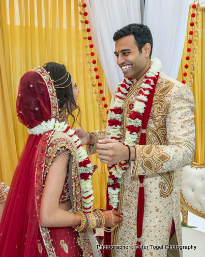 Detailed view of garland exchange ceremony