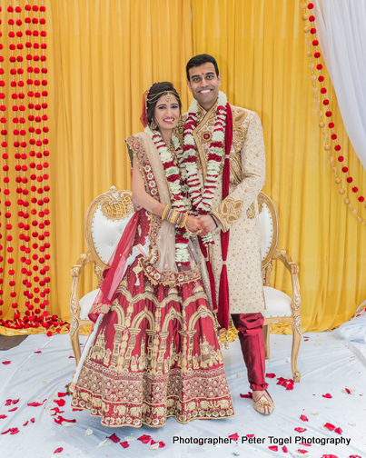 Heartwarming pose after the wedding ceremony