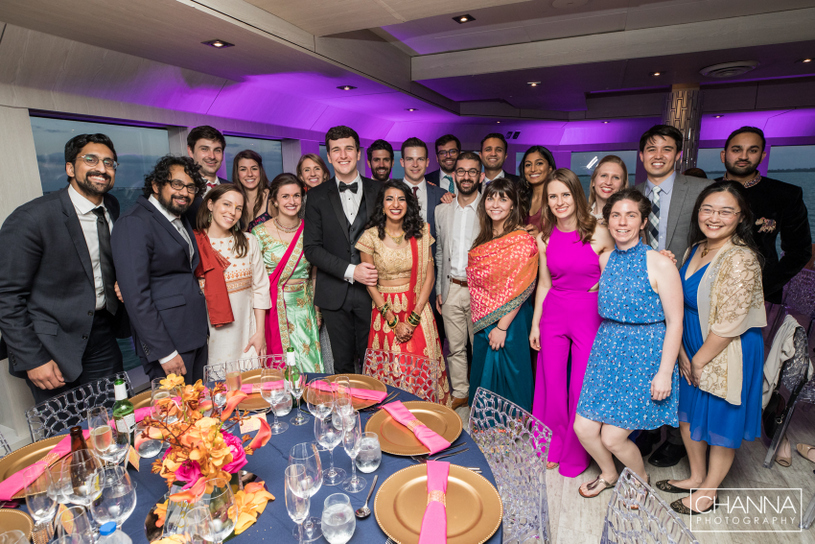 Bride and groom with their friends capture