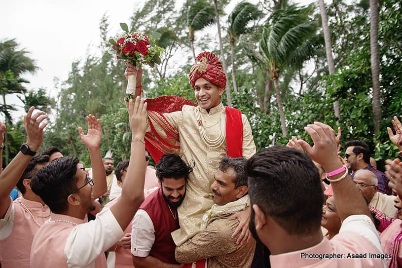 Indian Groom Dancing at the baraat