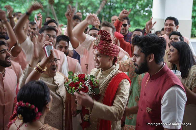 Indian groom at the baraat