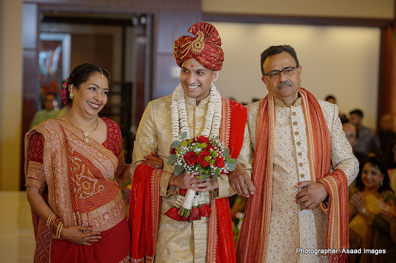 Indian groom with his parents