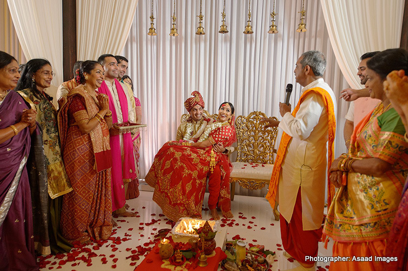Indian Couple having fun in the middle of ceremony