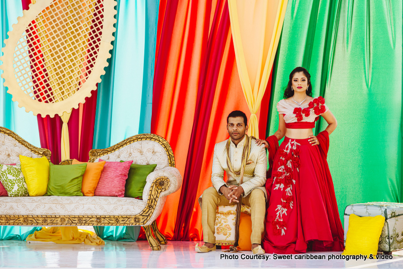 Indian Couple posing at the pre wedding function