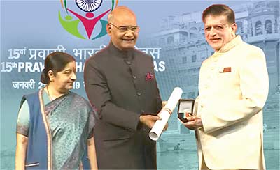 One of the prestigious awardees of the 2019 Pravasi Bharatiya Samman Award