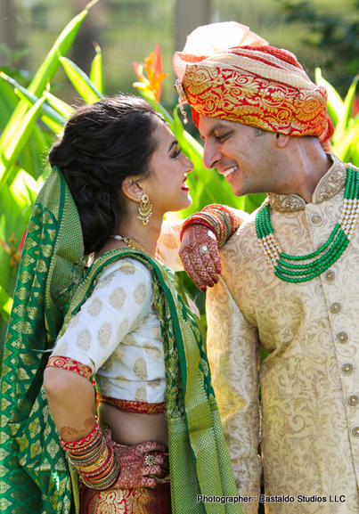 Indian Bride and Groom Looking to eachother with love