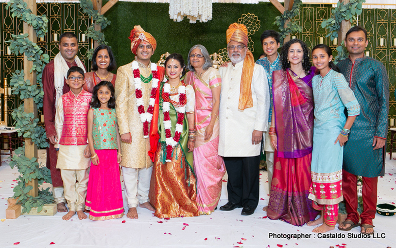 Indian Bride and Groom with Managing Director of Deshvidesh Magazine Raj Shah and Aruna Shah & Family