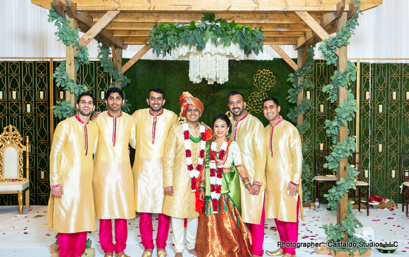 Indian Bride and Groom with Groomsmen Capture