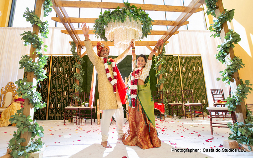 Indian Bride and Groom had Finished Wedding Ceremony