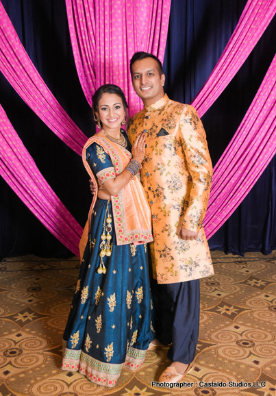 Indian Bride and Groom at their Sangeet Outfit