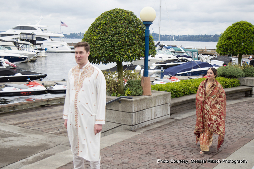 Indian Bride about to meet groom for first look