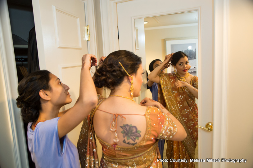 Indian bride getting ready for her wedding