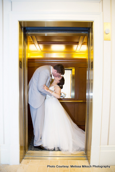 Couple standing in lift