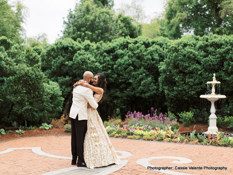 Indian Bride and groom having romantic moment