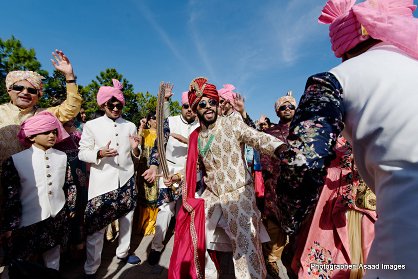 Indian Groom Dancing During His Baraat Procession