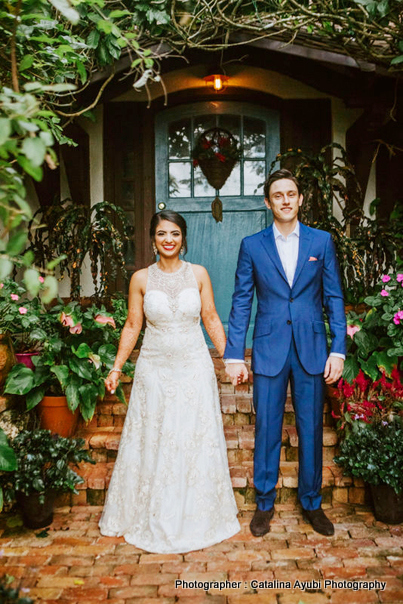 Indian Bride and Groom Holding eachother's hand