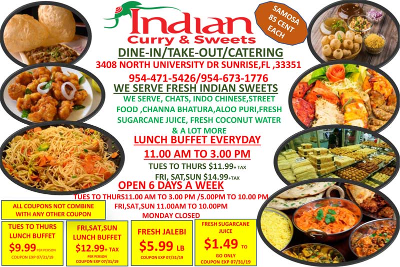 Come to Indian Curry & Sweets in Sunrise, Fl for Great Food