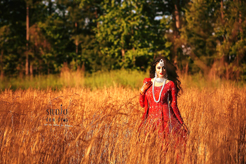 Indian Bride Possing for Outdoor Photoshoot