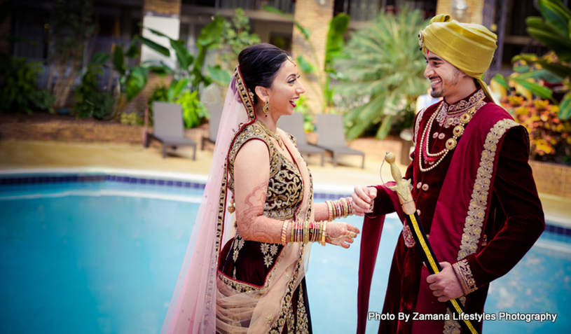 Outdoor photoshoot of Indian Bride and Groom