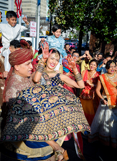 Friends Anf Family dancing at the baraat