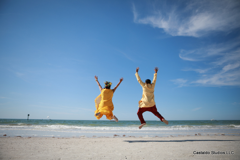 Indian Couple Posing After haldi Ceremony