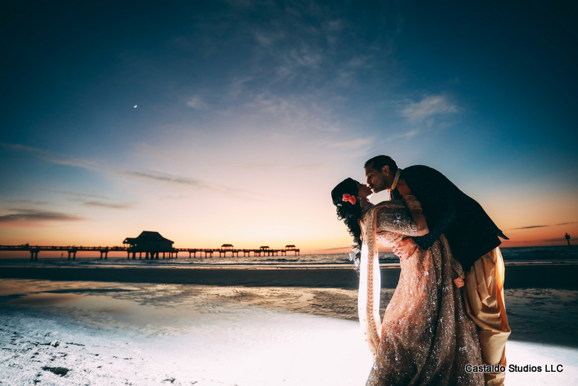 Indian Couple Kissing at the Beach