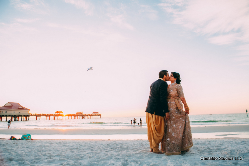 Indian Couple Kissing Outdoors