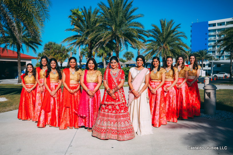 Bride Posing With Bridesmaids