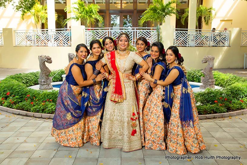 Beautiful bride with friends
