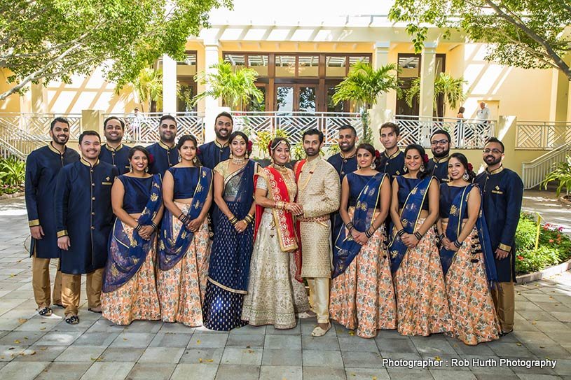 Indian groom and bride with Friends