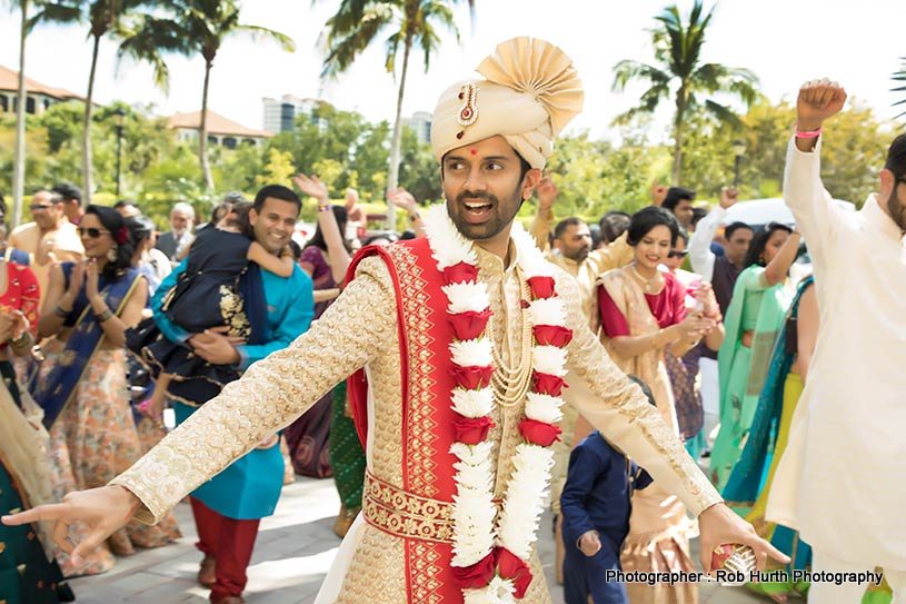 Indian Groom Dancing at the baraat