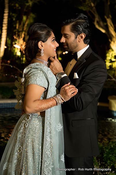 Indian Couple posing after wedding reception