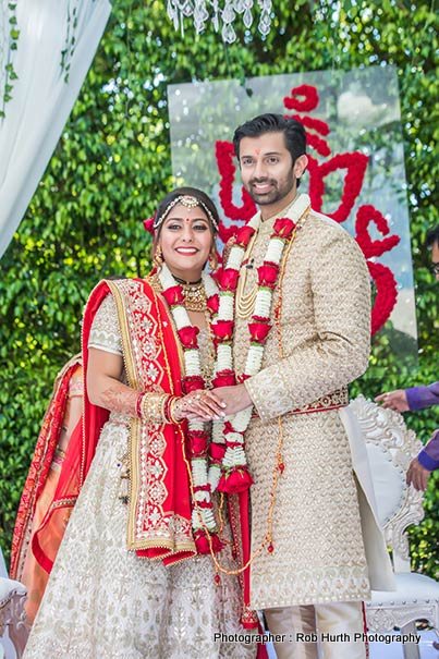 Indian Couple After garland Exchange ceremony