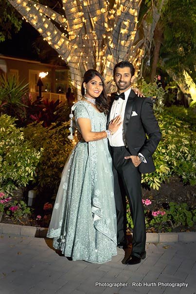 Indian Wedding couple at the wedding reception