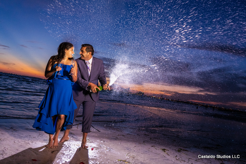 Amazing Capture of Groom Opening Champagne