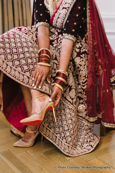 Bride wearing footwear for her big day