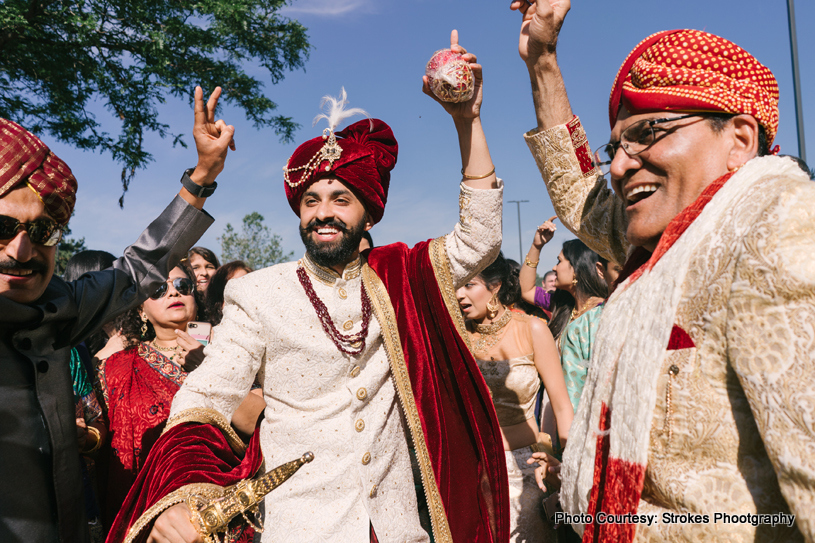 Indian Groom Dancing at the baraat