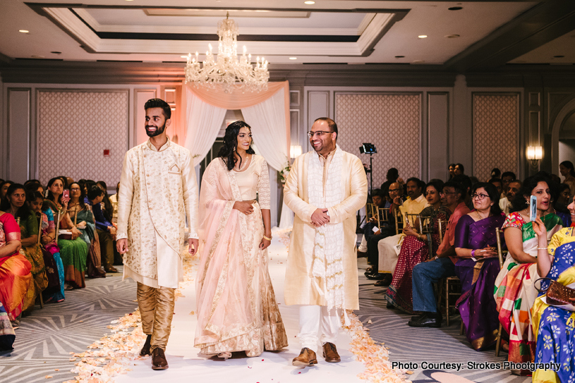 Indian bride entering to the wedding function