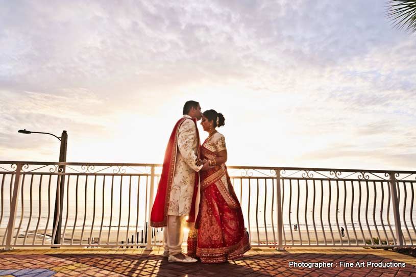 Indian Bride and groom in wedding attire