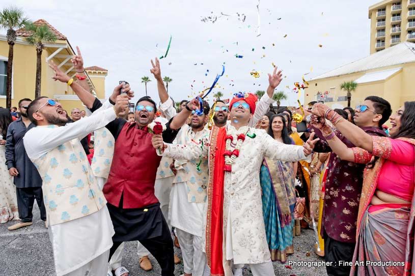 Indian Groom Dancing in baraat