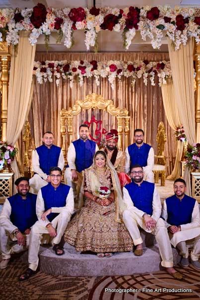 Indian Bride with groomsmen