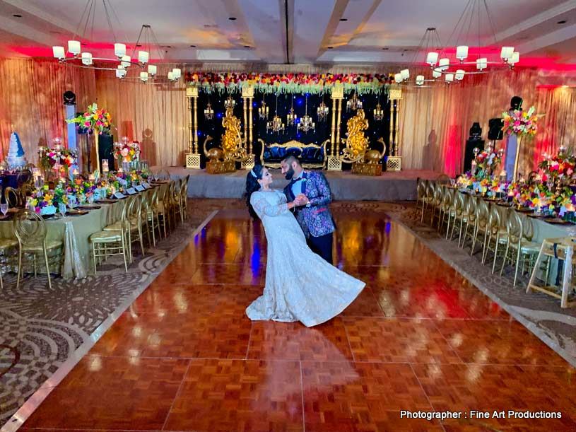 Indian COuple having their first dance after wedding