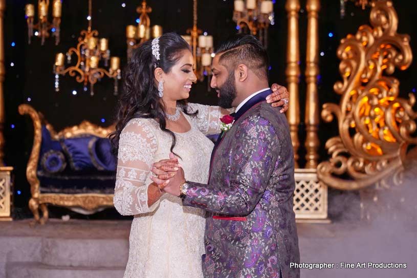 Indian bride and groom Dancing