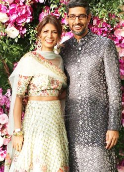 Sundar Pichai and his wife Anjali