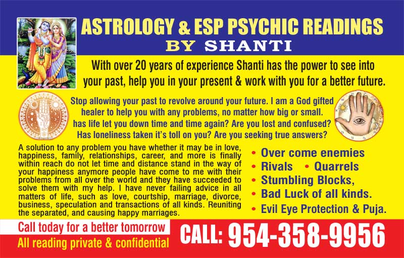 Astrology & ESP Psychic Readings By Shanti