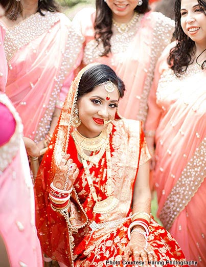 Beautiful indian bride in wedding dress