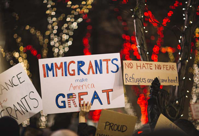 Immigrants protesting