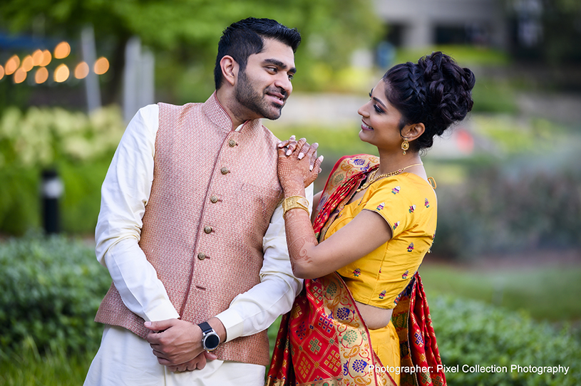See this lovely indian bride and groom outdoor photography